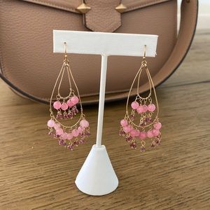 Fashion Jewelry! Gold-tone earrings with pink/purple beads!